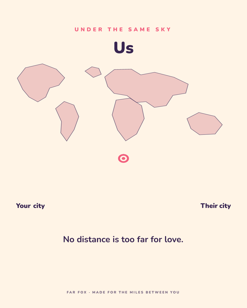 Example personalized long-distance map connecting New York and London