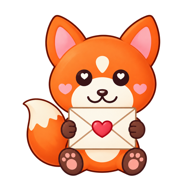 Foxy holding a love letter